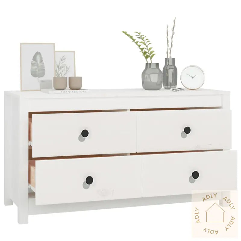 Sideskap Hvit 100X40X54 Cm Heltre Furu