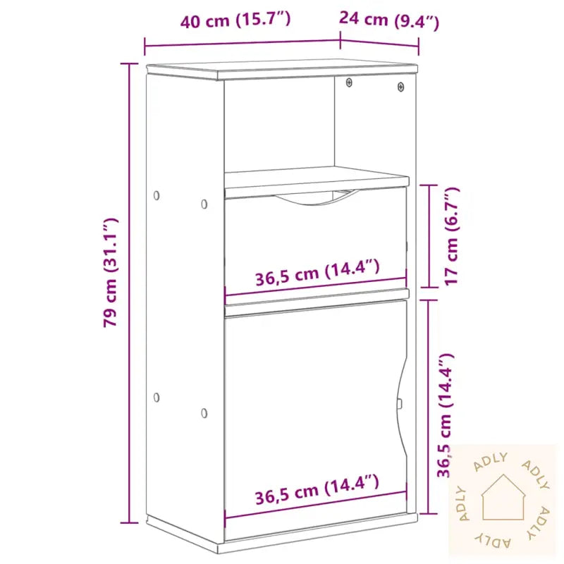 Sideskap Med Skuff Odda Hvit 40X24X79 Cm Heltre Furu