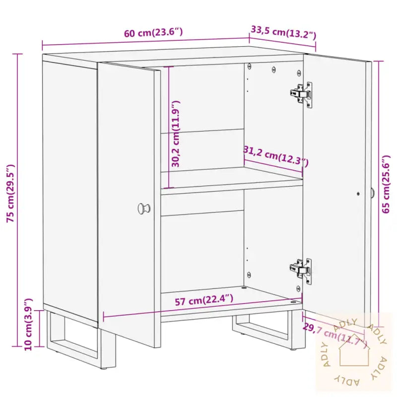 Tv-Benk Brun Og Svart 60X33,5X75 Cm Heltre Mango