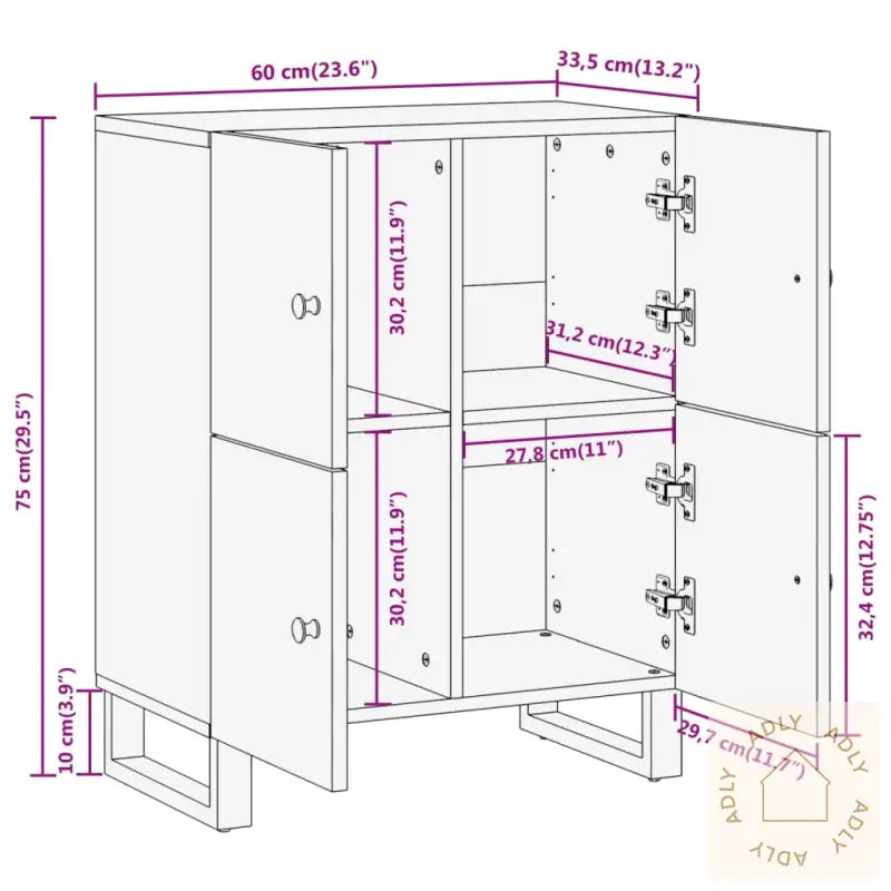 Tv-Benk Brun Og Svart 60X33,5X75 Cm Heltre Mango