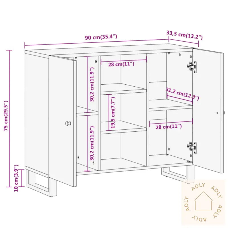 Tv-Benk Brun Og Svart 90X33,5X75 Cm Heltre Mango