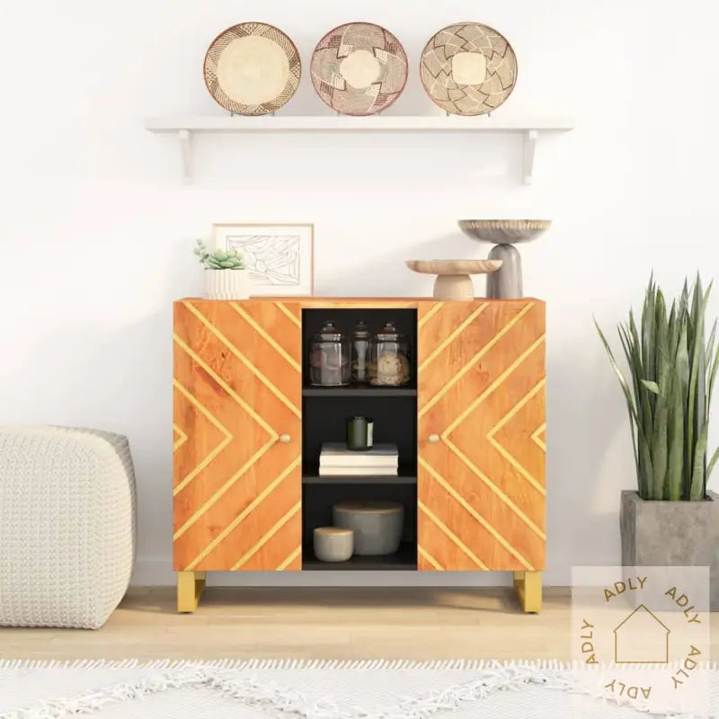 Tv-Benk Brun Og Svart 90X33,5X75 Cm Heltre Mango