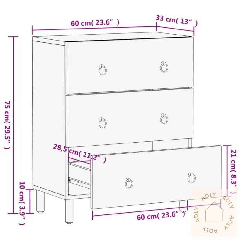 Sideskap 60X33X75 Cm Heltre Mango