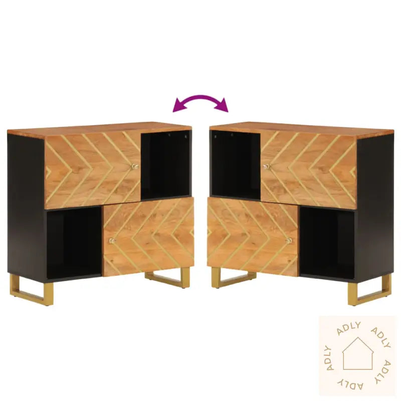 Tv-Benk Brun Og Svart 80X33,5X75 Cm Heltre Mango