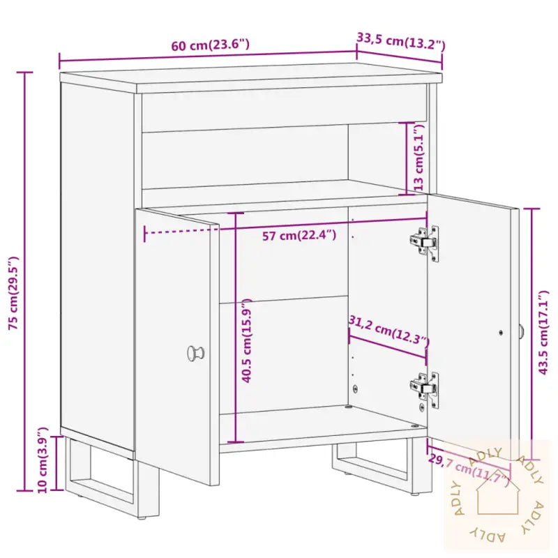 Tv-Benk Brun Og Svart 60X33,5X75 Cm Heltre Mango