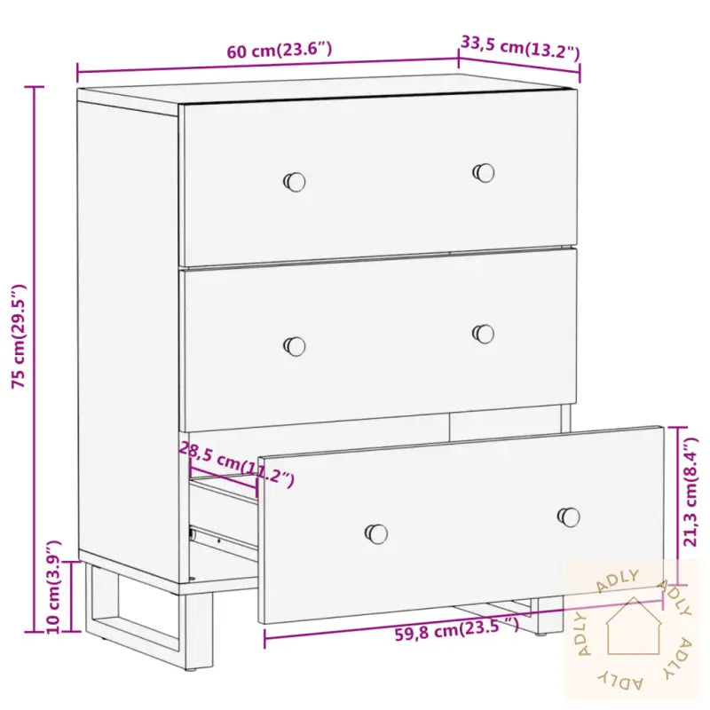 Tv-Benk Brun Og Svart 60X33,5X75 Cm Heltre Mango