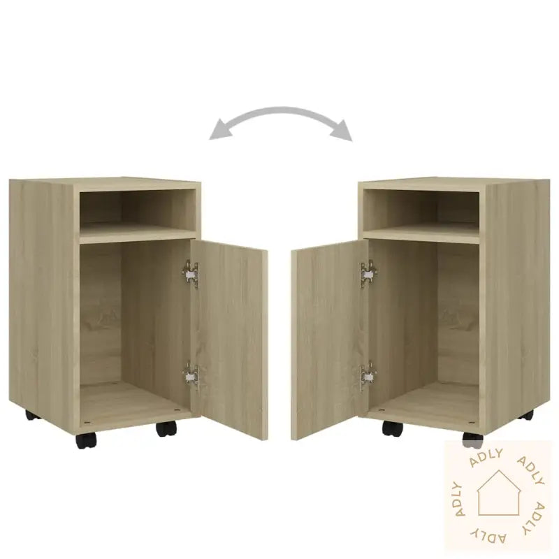 Sideskap Med Hjul Sonoma Eik 33X38X60 Cm Konstruert Tre