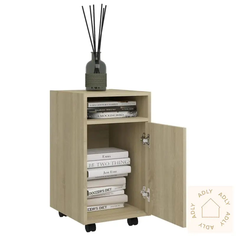 Sideskap Med Hjul Sonoma Eik 33X38X60 Cm Konstruert Tre
