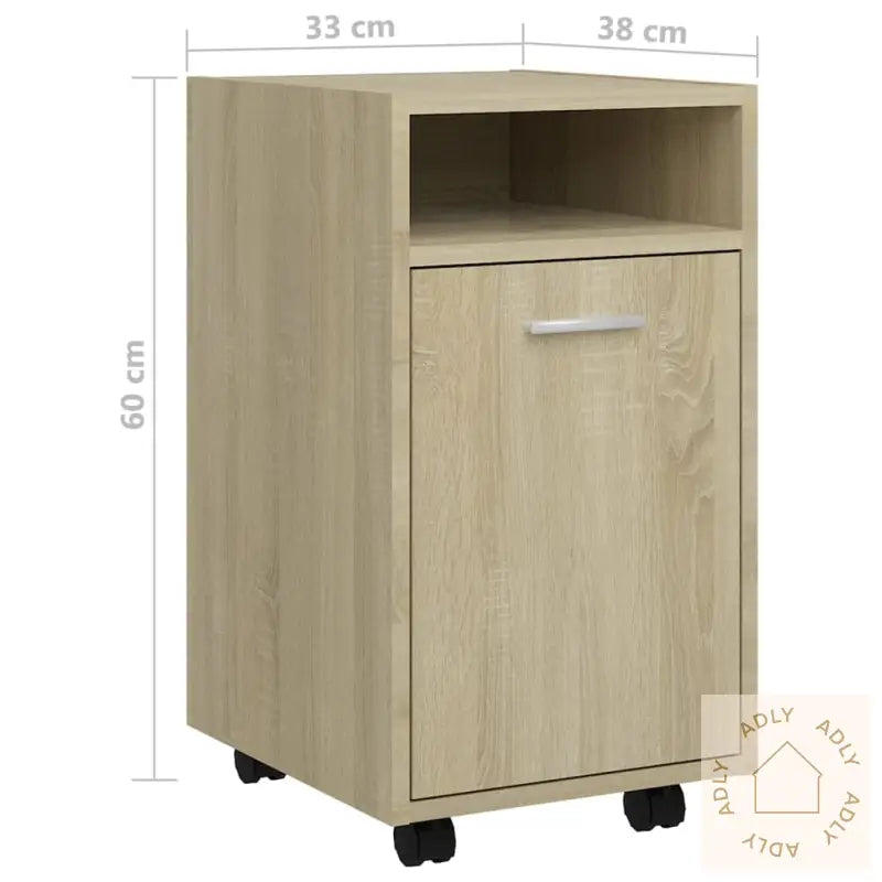Sideskap Med Hjul Sonoma Eik 33X38X60 Cm Konstruert Tre