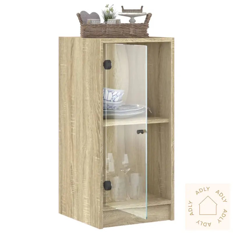 Sideskap Med Glassdører Sonoma Eik 35X37X75,5 Cm