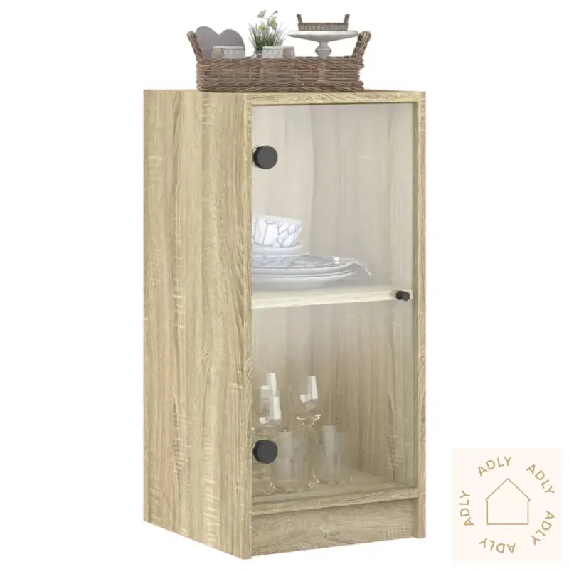 Sideskap Med Glassdører Sonoma Eik 35X37X75,5 Cm