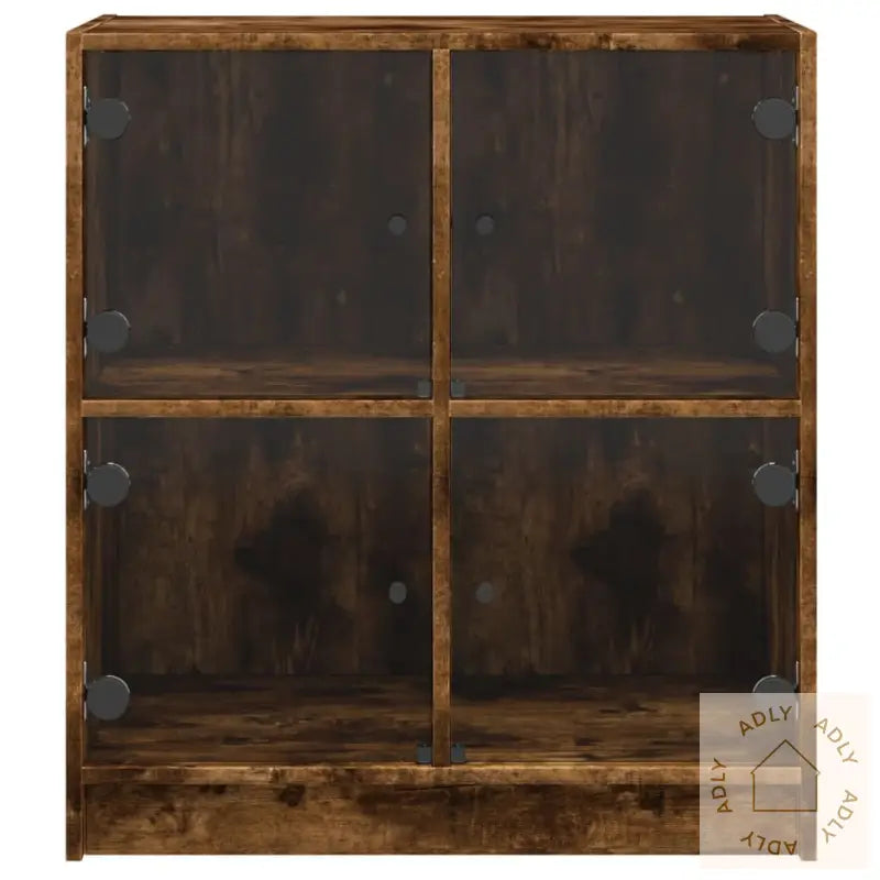 Sideskap Med Glassdører Røkt Eik 68X37X75,5 Cm