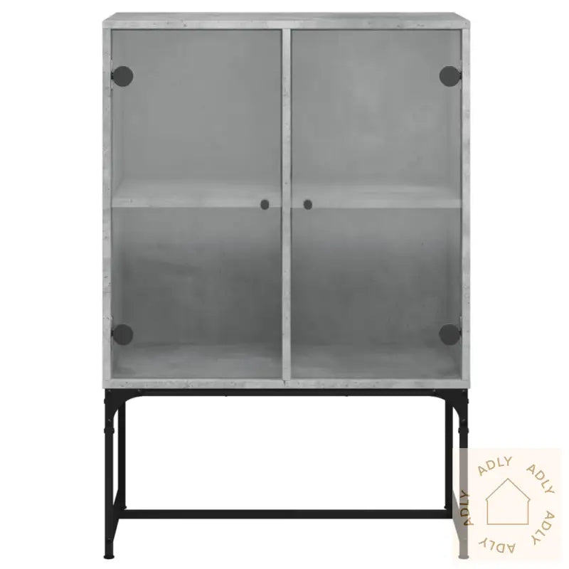 Sideskap Med Glassdører Betonggrå 69X37X100 Cm