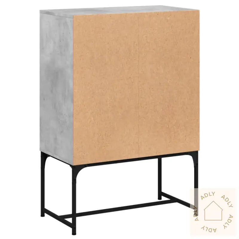 Sideskap Med Glassdører Betonggrå 69X37X100 Cm