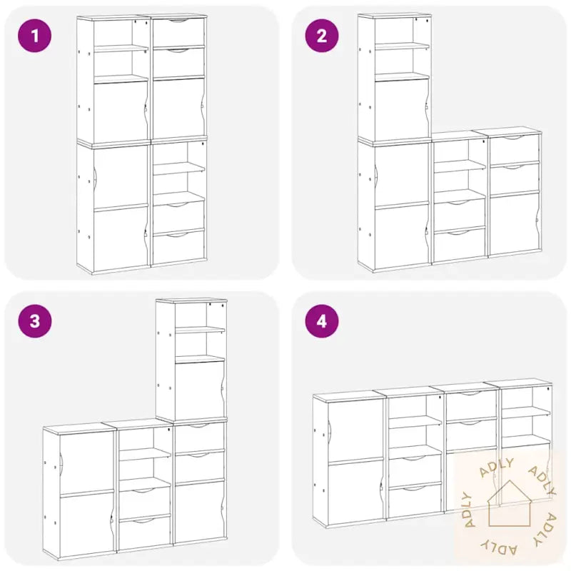 Sideskap 4 Stk Odda Hvit 40X24X79 Cm Heltre Furu