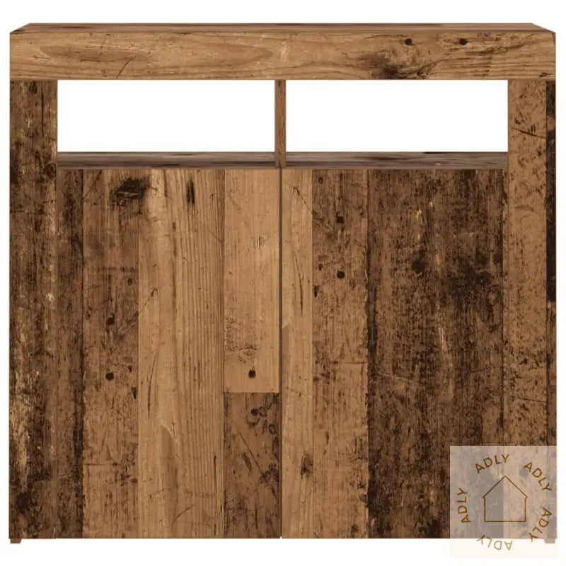 Skjenk Med Led-Lys Gammelt Tre 80X35X75 Cm Konstruert Tre