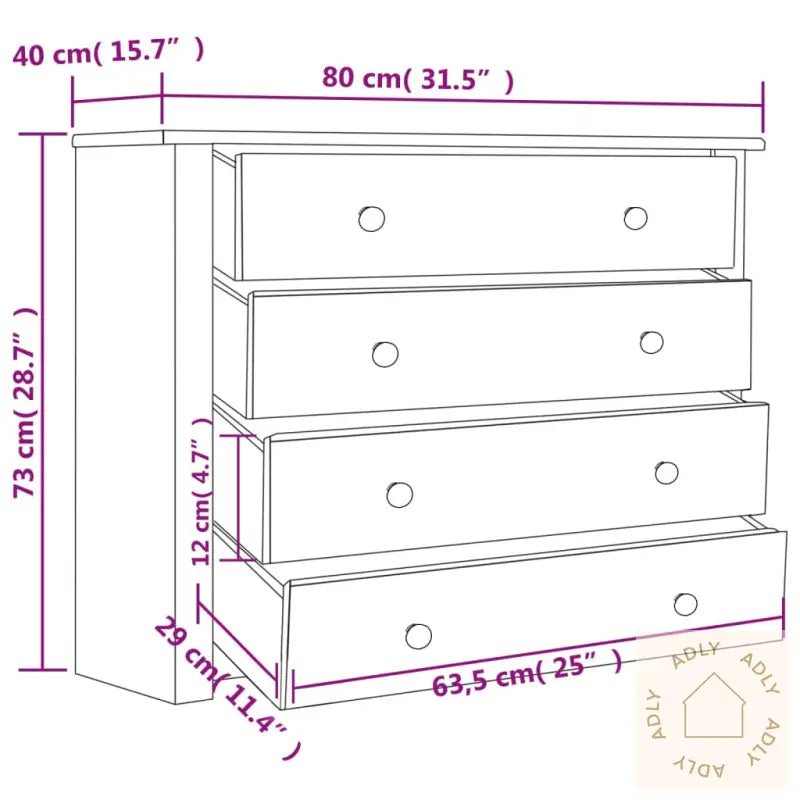 Sideskap 80X40X73 Cm Furu Panama Range