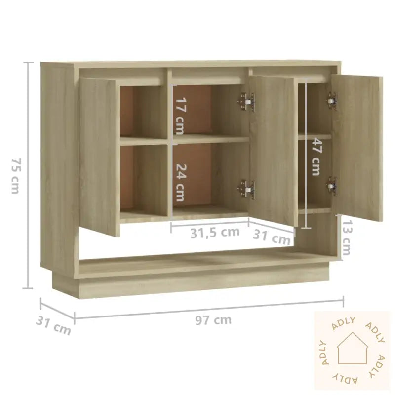 Skjenk Sonoma Eik 97X31X75 Cm Konstruert Tre