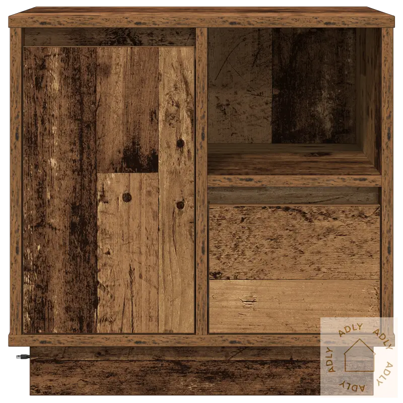 Nattbord Med Led Lys 2 Stk Gammelt Tre 50X34,5X50 Cm