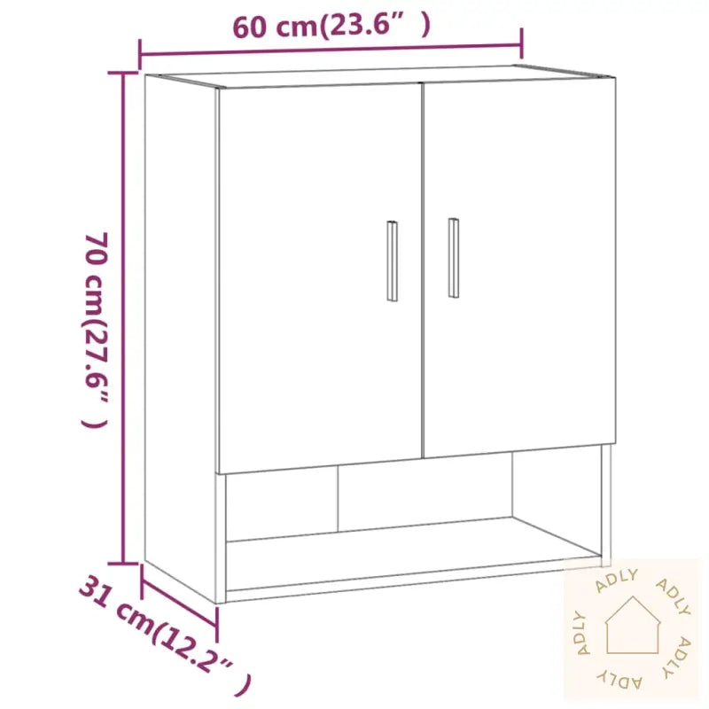 Veggskap Grå Sonoma 60X31X70 Cm Konstruert Tre