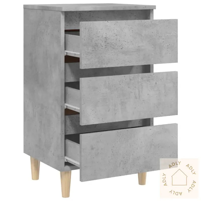 Nattbord Med Ben I Heltre 2 Stk Betonggrå 40X35X69 Cm