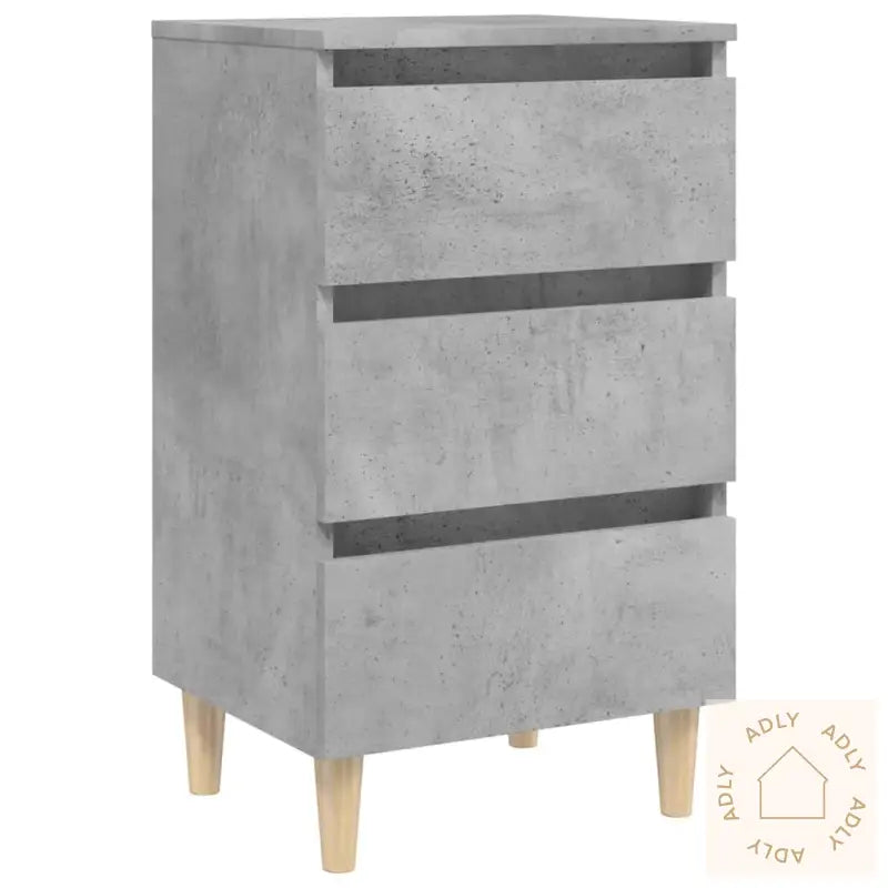 Nattbord Med Ben I Heltre 2 Stk Betonggrå 40X35X69 Cm