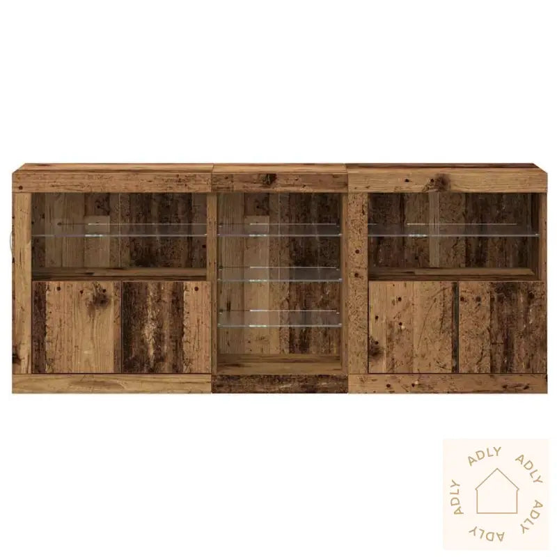 Skap Med Led Lys Gamle Tre 162X37X67 Cm Konstruksjonsmateriale