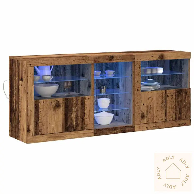 Skap Med Led Lys Gamle Tre 162X37X67 Cm Konstruksjonsmateriale
