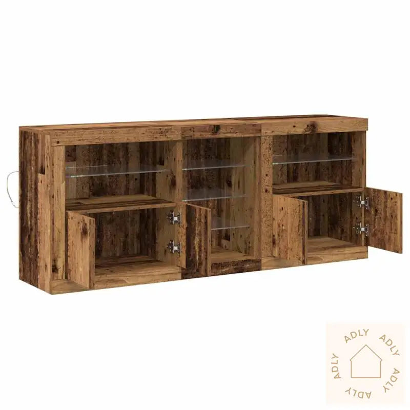 Skap Med Led Lys Gamle Tre 162X37X67 Cm Konstruksjonsmateriale