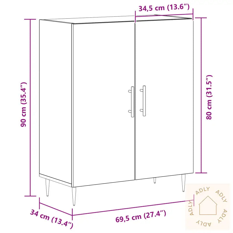 Skap Svart Eik 69,5X34X90 Cm Konstruert Tre