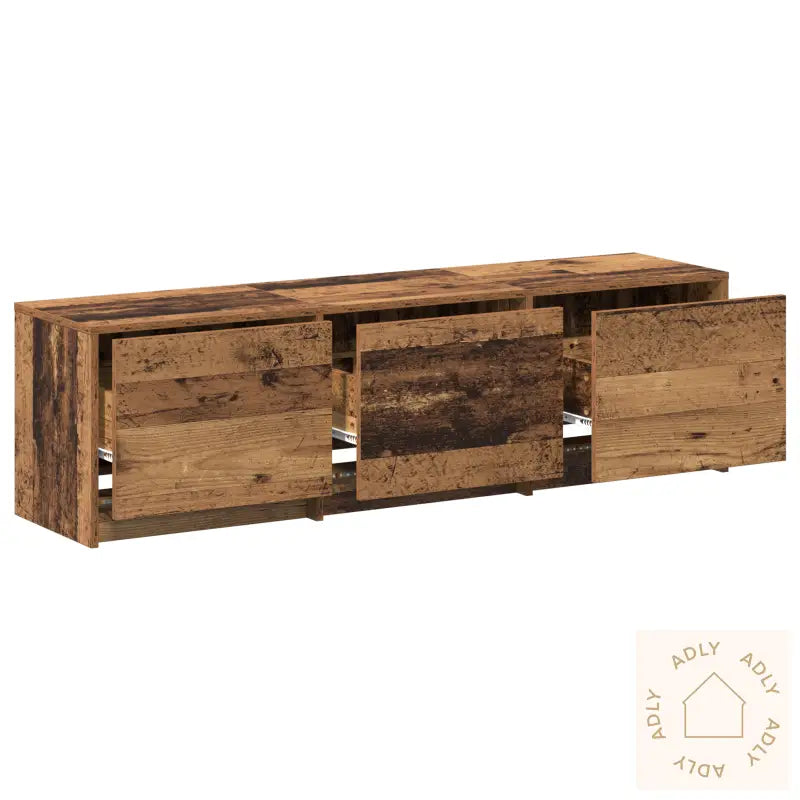 Tv-Skap Med Led I Gammelt Tre 140X34X40 Cm
