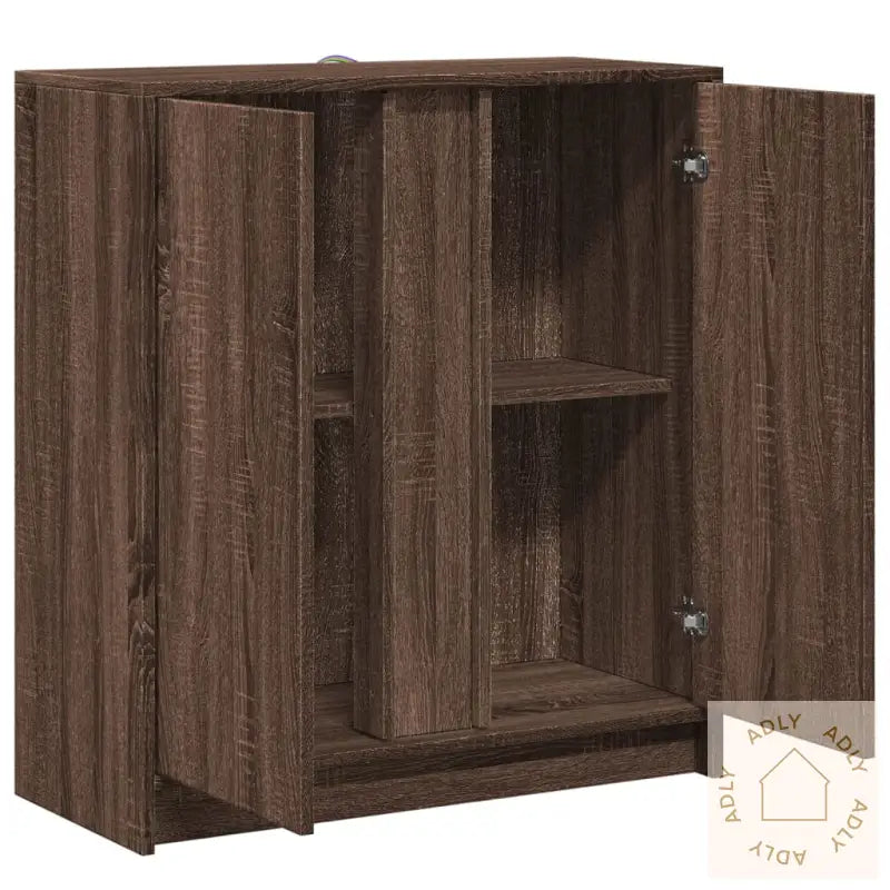 Skjenk Med Led Brun Eik 77X34X85 Cm Konstruert Tre