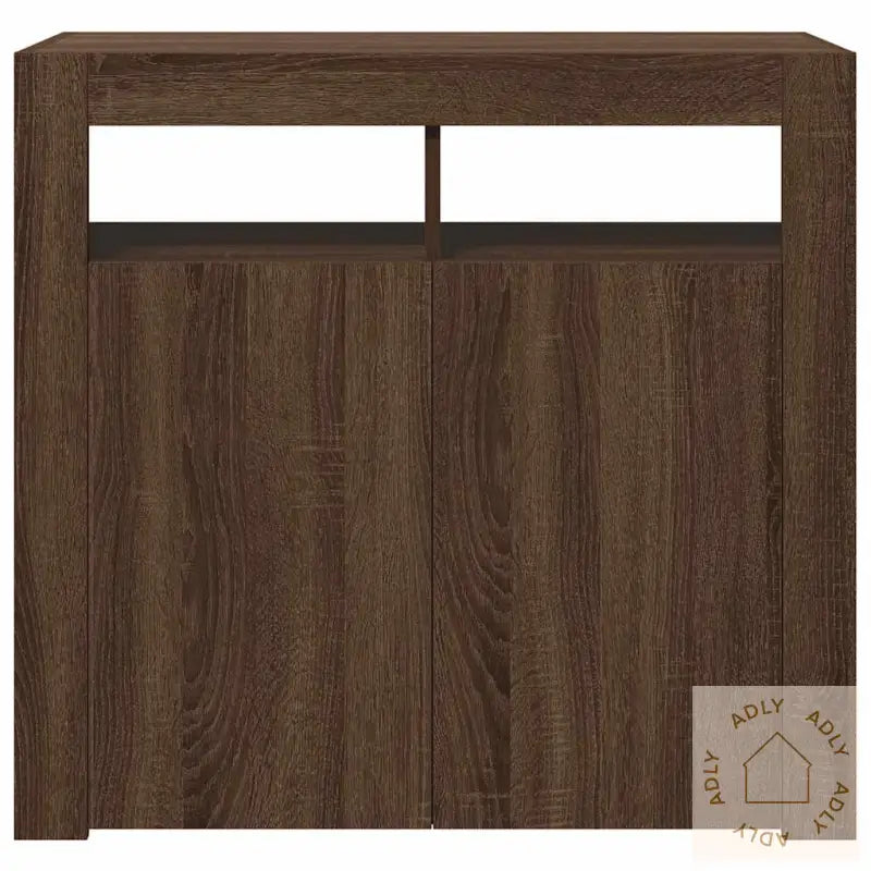 Skjenk Med Led-Lys Brun Eik 80X35X75 Cm