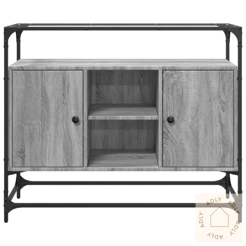Skjenk Med Glasstopp Grå Sonoma 98X35X81 Cm Konstruert Tre
