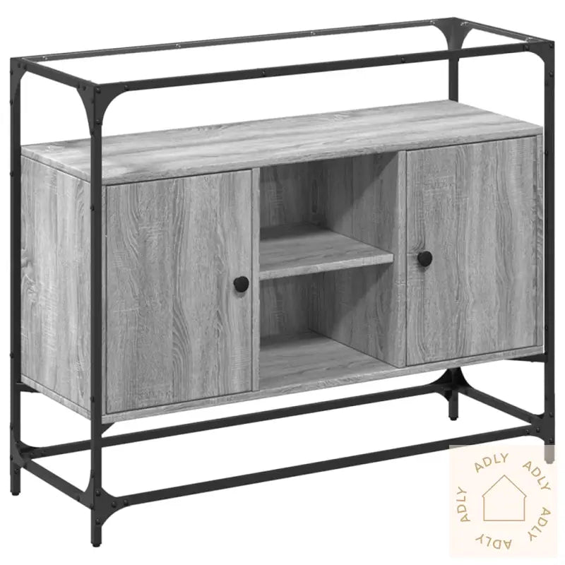 Skjenk Med Glasstopp Grå Sonoma 98X35X81 Cm Konstruert Tre