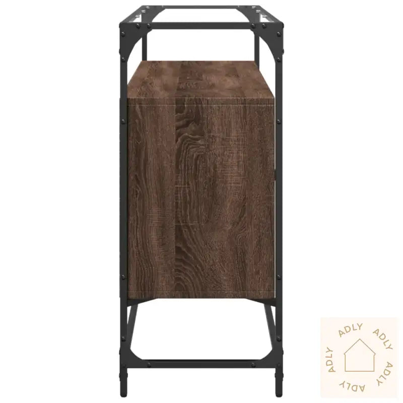 Skjenk Med Glasstopp Brun Eik 98X35X81 Cm Konstruert Tre