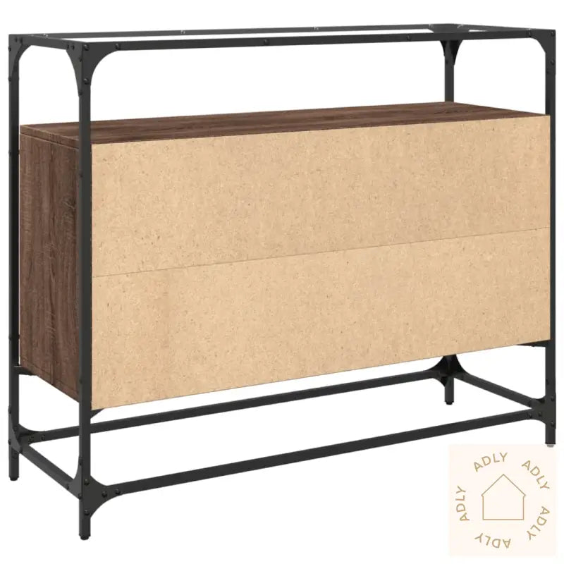 Skjenk Med Glasstopp Brun Eik 98X35X81 Cm Konstruert Tre