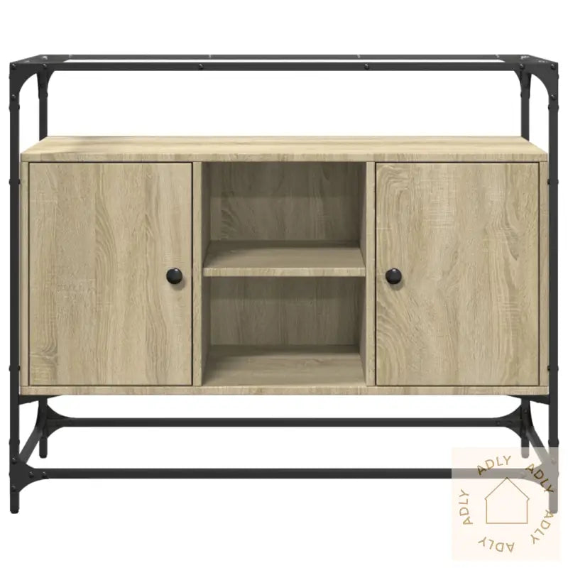 Skjenk Med Glasstopp Sonoma Eik 98X35X81 Cm Konstruert Tre