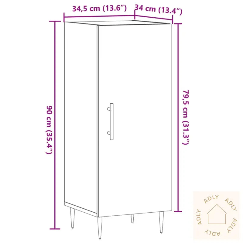 Skjenk Artisan Eik 34,5X34X90 Cm Konstruert Tre