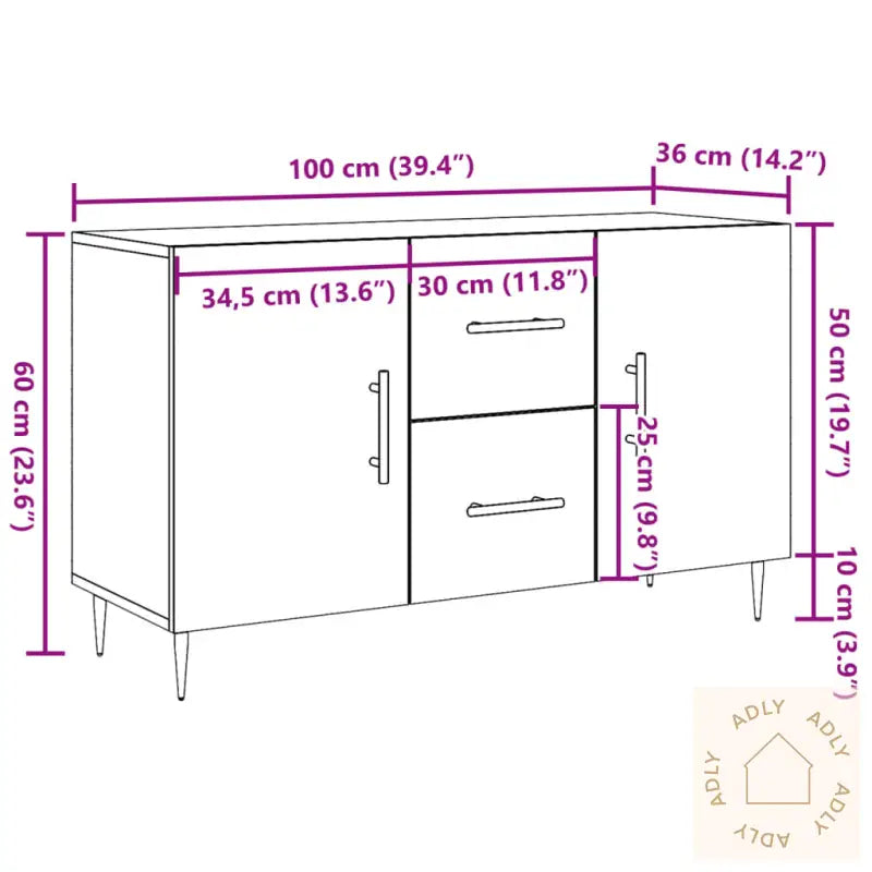 Skjenk Artisan Eik 100X36X60 Cm Konstruert Tre