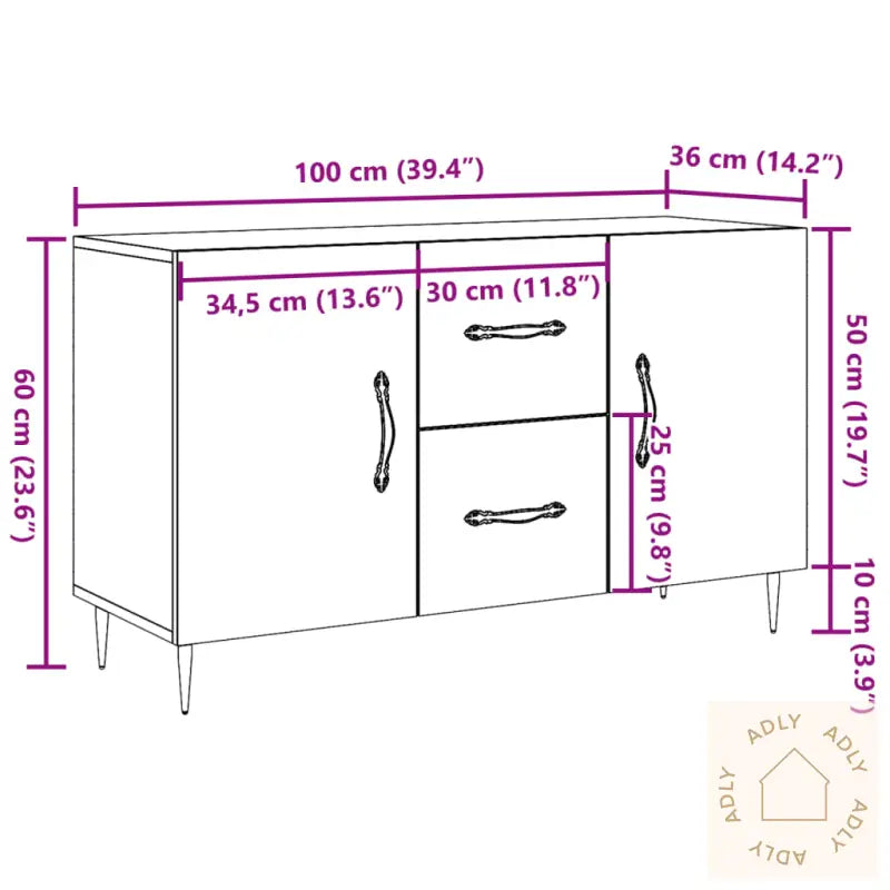 Skjenk Artisan Eik 100X36X60 Cm Konstruert Tre