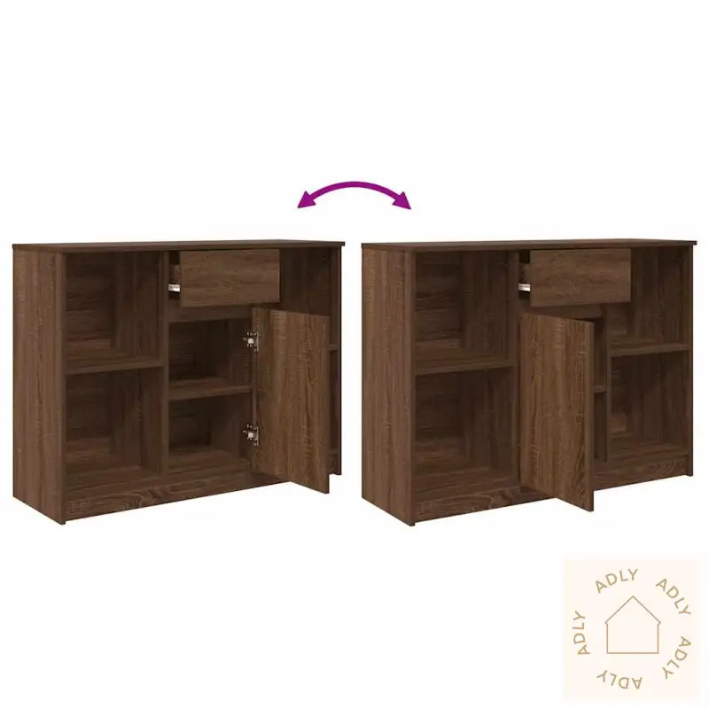 Skjenk Med 6 Skuffer Brun Eik 101X35X76 Cm Konstruert Tre