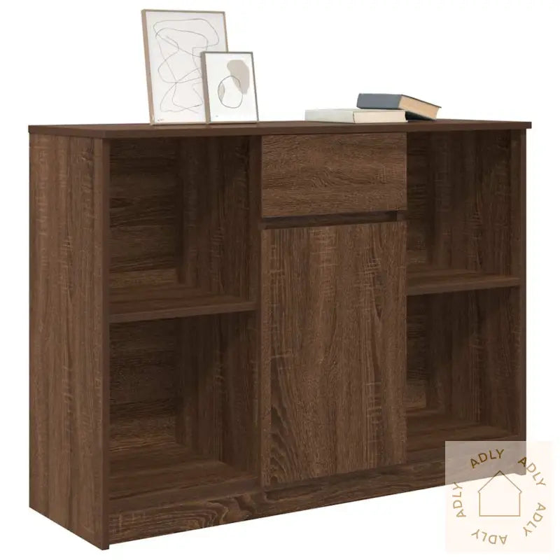 Skjenk Med 6 Skuffer Brun Eik 101X35X76 Cm Konstruert Tre