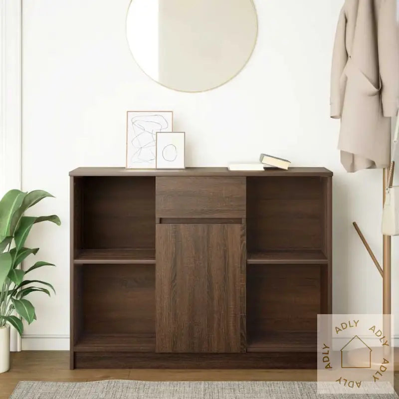 Skjenk Med 6 Skuffer Brun Eik 101X35X76 Cm Konstruert Tre