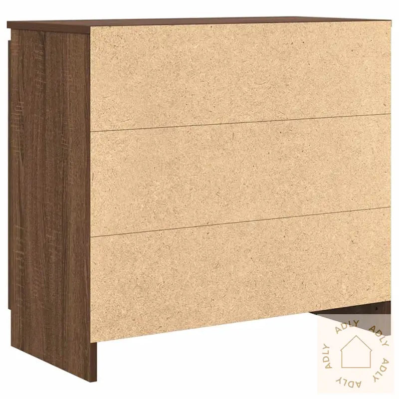 Skjenk Med Skuff Brun Eik 71X35X65 Cm Konstruert Tre