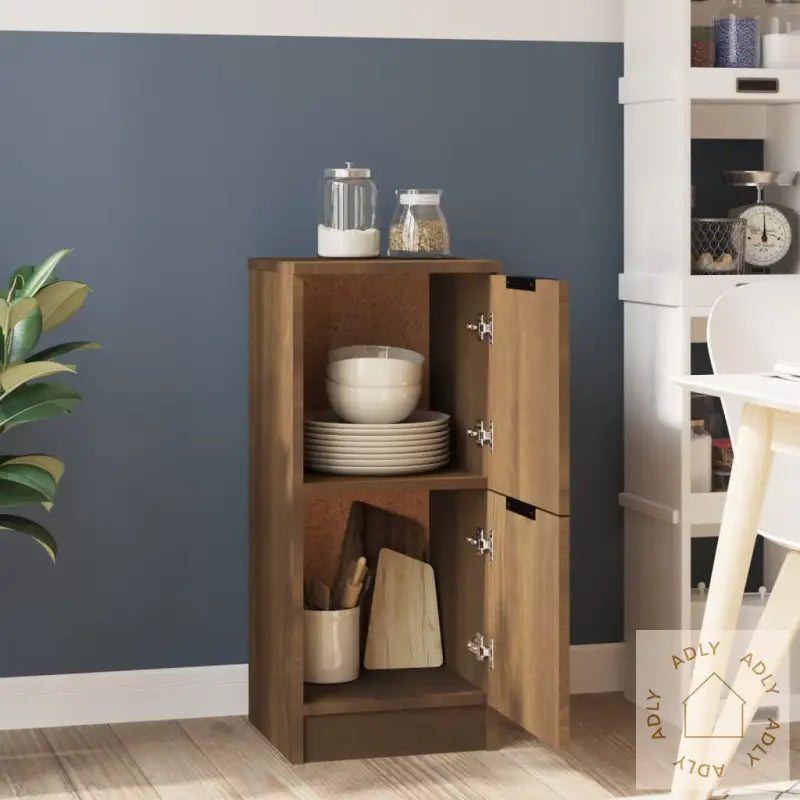 Skjenk Brun Eik 30X30X70 Cm Konstruert Tre