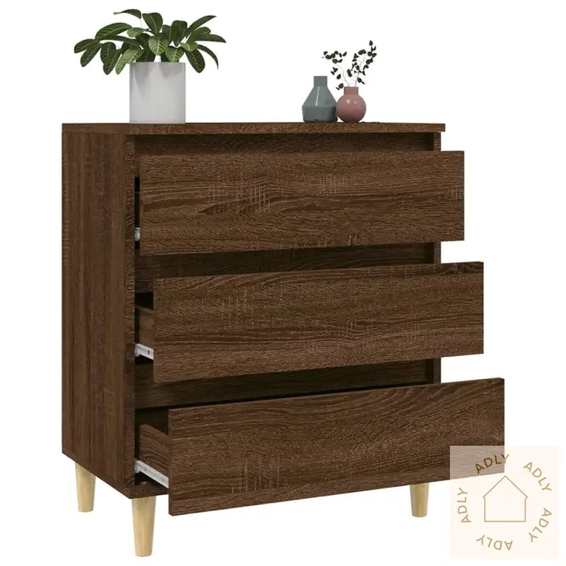 Skjenk Brun Eik 60X35X70 Cm Konstruert Tre