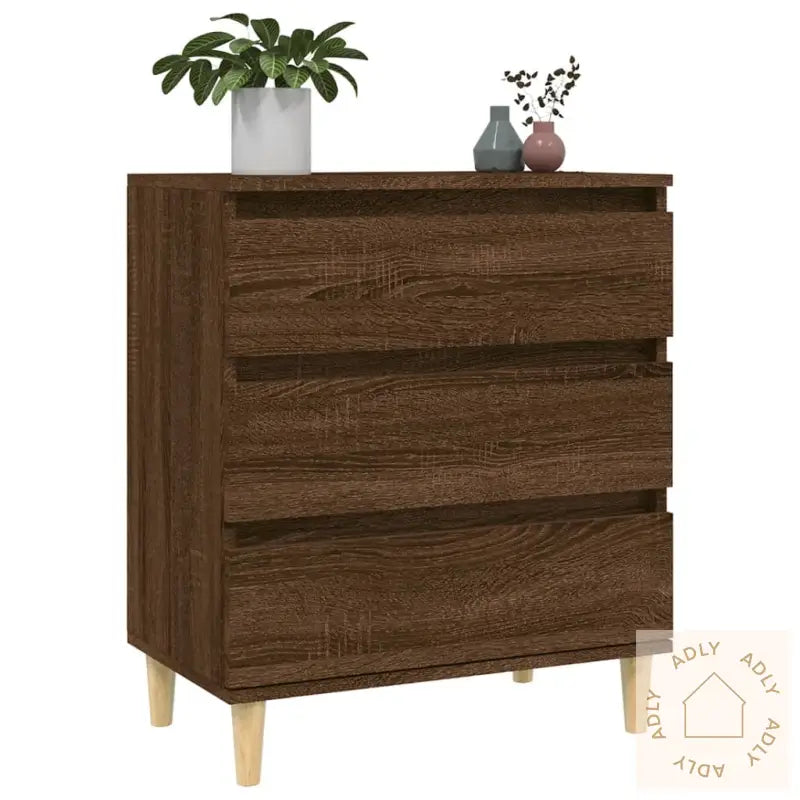 Skjenk Brun Eik 60X35X70 Cm Konstruert Tre
