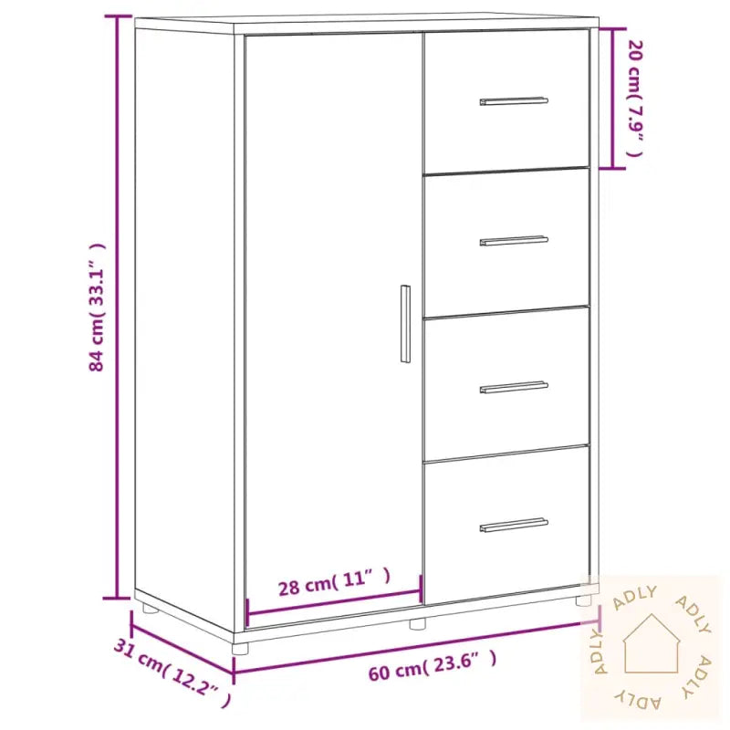 Skjenk Brun Eik 60X31X84 Cm Konstruert Tre