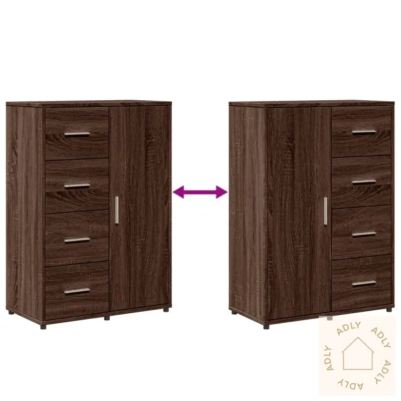 Skjenk Brun Eik 60X31X84 Cm Konstruert Tre